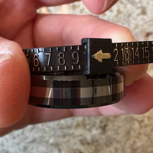 Triton 8mm Tungsten Carbide and Black Ceramic Bevel Edge Comfort Fit Band - Picture 6 of 6